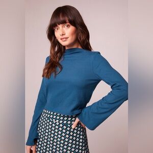 BAND OF THE FREE AVRIL TEAL MOCK NECK CROP TOP NWT